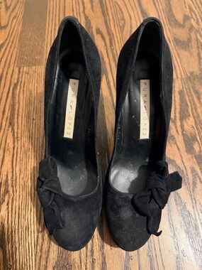 Pura López Black Suede Bow Pumps - Women's Dress Heels 37
